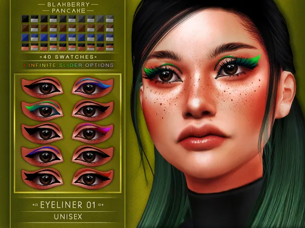 Mix Eyeliner 01 (unisex) Blahberry Pancake - The Sims 4 Custom Content