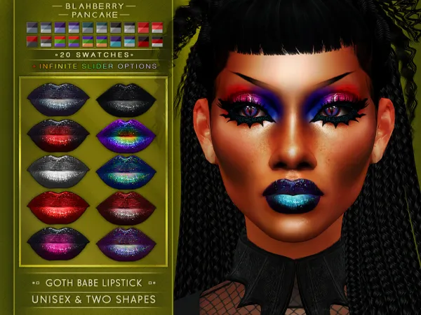 Mix Goth Babe Lipstick (unisex) Blahberry Pancake - The Sims 4 Custom Content