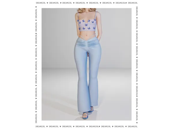 Alpha BUTTERFLY STRAP TANKSCRUNCHY PANTS by dreamgirl - The Sims 4 Custom Content