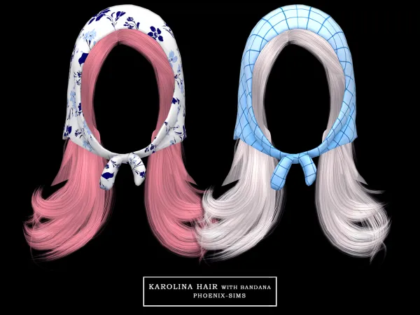 Alpha Karolina Hair with Bandana - The Sims 4 Custom Content