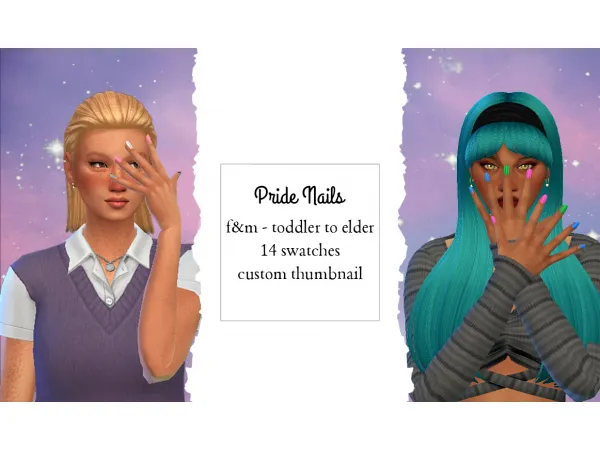 Maxis Match Pride Nails Simmer by NekoChan - The Sims 4 Custom Content