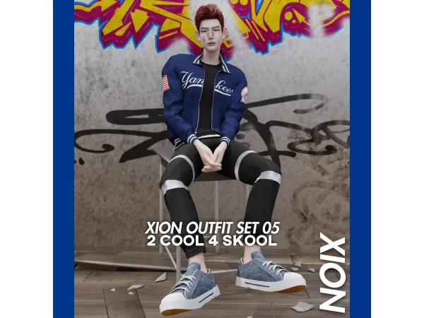 Alpha XION OUTFIT SET 05_ 2 COOL 4 SKOOL by simsfinds - The Sims 4 Custom Content