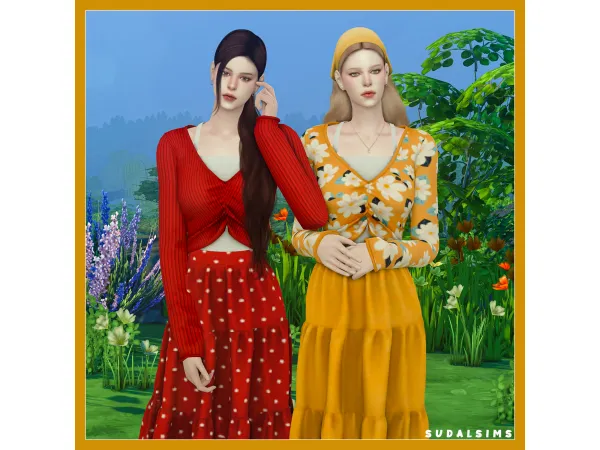 Alpha [sudal] Simple cardigan Long skirt set sims by sudal - The Sims 4 Custom Content