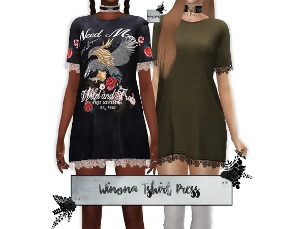Alpha Winona T Shirt Dress - The Sims 4 Custom Content