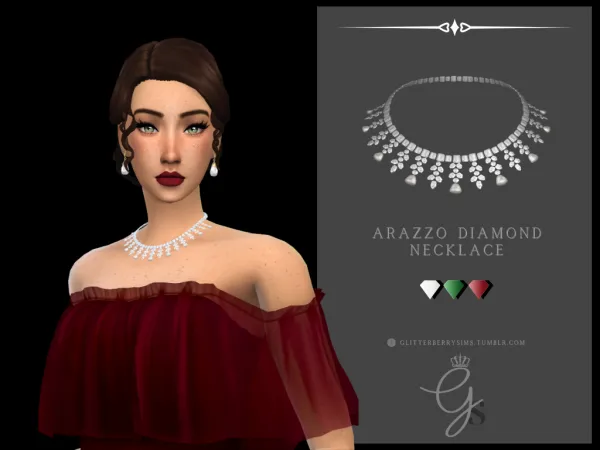 Maxis Match Arazzo Diamond Necklace by Glitterberry Sims - The Sims 4 Custom Content