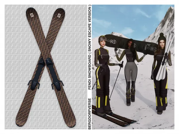 Alpha fendi monogram skis ( functional ) - The Sims 4 Custom Content