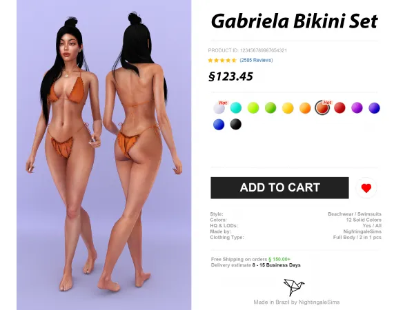 Alpha Gabriela Bikini Set for Early Access by Nightingale Sims - The Sims 4 Custom Content