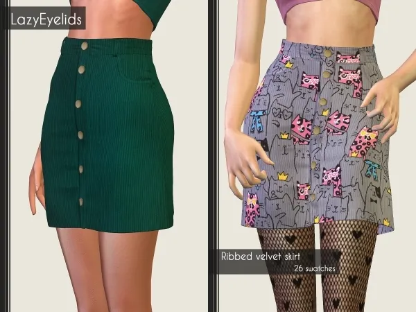 Alpha Ribbed velvet skirt - The Sims 4 Custom Content