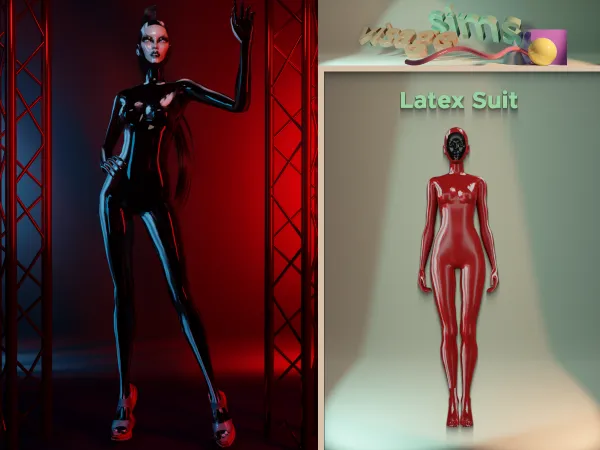Alpha Latex Fullbody Suit by v1s4g3 - The Sims 4 Custom Content