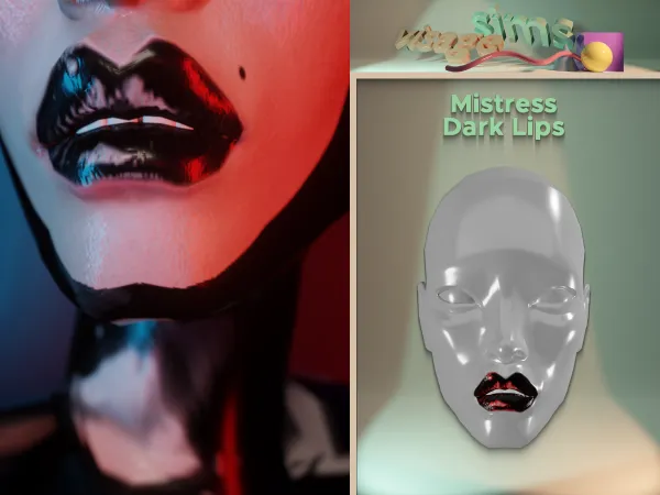 Alpha Mistress Dark Lips by v1s4g3 - The Sims 4 Custom Content