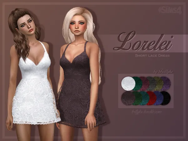 Maxis Match LORELEI SHORT LACE DRESS - The Sims 4 Custom Content