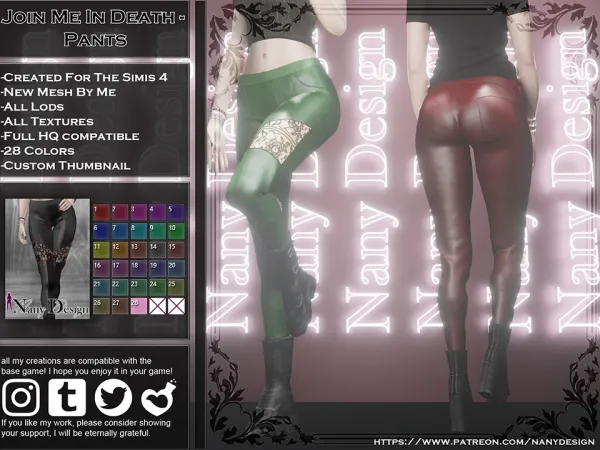 Alpha Join Me In Death Pants by NanyDesign - The Sims 4 Custom Content