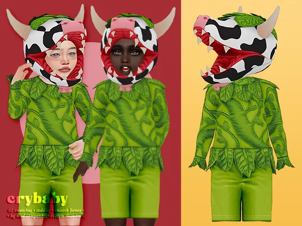 Maxis Match crybaby cow plant cloth hat - The Sims 4 Custom Content