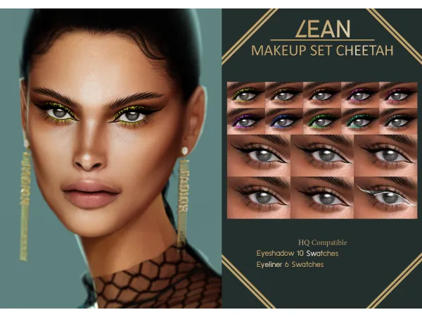 Mix LEAN MAKEUP SET CHEETAH (FREE) by LEANSIMS - The Sims 4 Custom Content