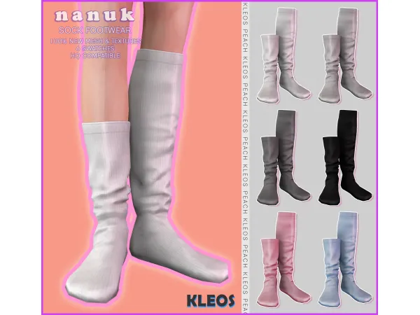 Alpha PEACH Nanuk Sock Footwear by Kleos Sims - The Sims 4 Custom Content