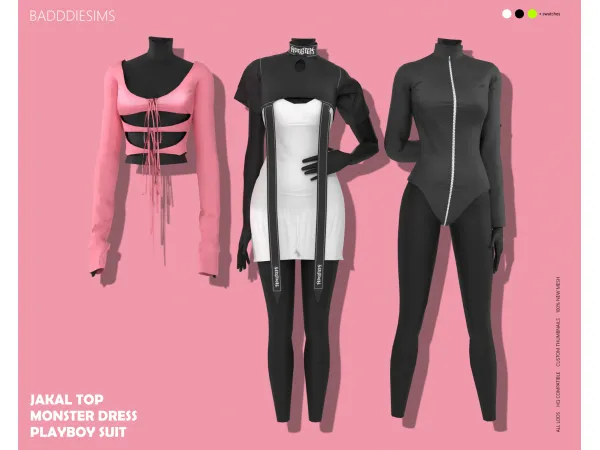 Alpha JAKAL TOP MONSTER DRESS PLAYBOY SUIT by BADDDIESIMS - The Sims 4 Custom Content
