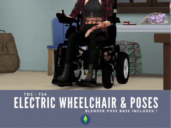 Mix 8 Electric Wheelchair Poses and Blender Pose Base - The Sims 4 Custom Content
