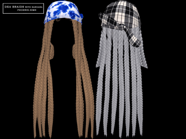 Alpha Dea Braids with Bandana by phoenixsims4 - The Sims 4 Custom Content