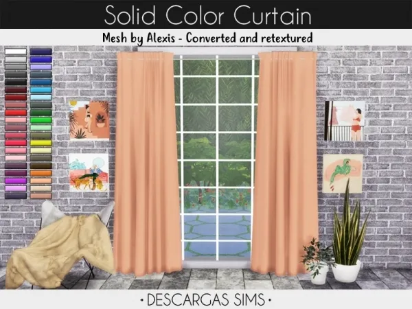 Alpha Solid Color Curtain - The Sims 4 Custom Content