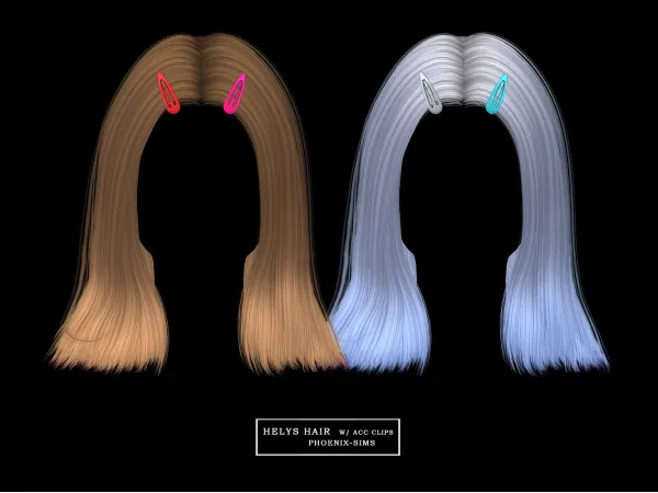 Alpha Helys Hair with ACC Clips - The Sims 4 Custom Content