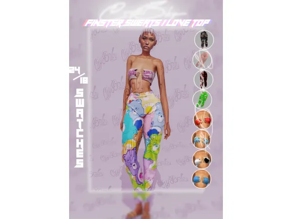 Alpha Finster Sweats Love Top by Crybby - The Sims 4 Custom Content