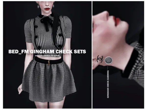 Alpha BED FM Gingham check sets - The Sims 4 Custom Content