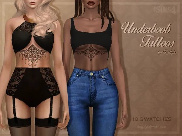 Mix UNDERBOOB TATTOOS - The Sims 4 Custom Content