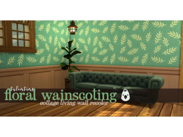 Maxis Match Floral Wainscoting Wallpaper by SalemsSims - The Sims 4 Custom Content
