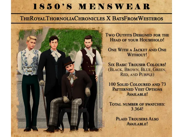 Maxis Match 1850's Menswear A Collaboration with BatsfromWesteros by The Royal Thornolia Chronicles - The Sims 4 Custom Content