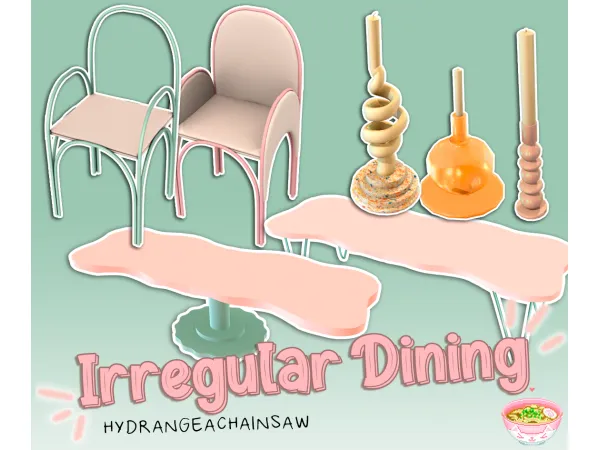 Mix Irregular Dining Set by Hydrangea - The Sims 4 Custom Content