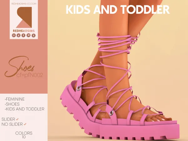 Alpha CF PF SHOES N002 SLIDER AND NO SLIDER KIDS AND TODDLER - The Sims 4 Custom Content