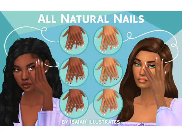Mix All Natural Nails (Spa Day Nails Recolor) - The Sims 4 Custom Content