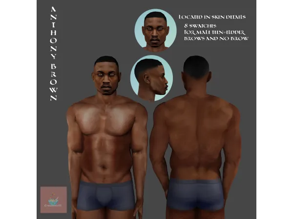 Alpha Anthony Brown Skin and Montero Grillz by Crunchystufff - The Sims 4 Custom Content