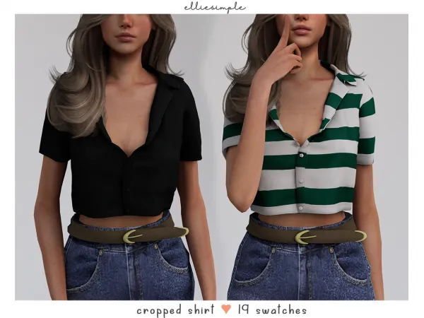 Alpha elliesimple cropped shirt - The Sims 4 Custom Content