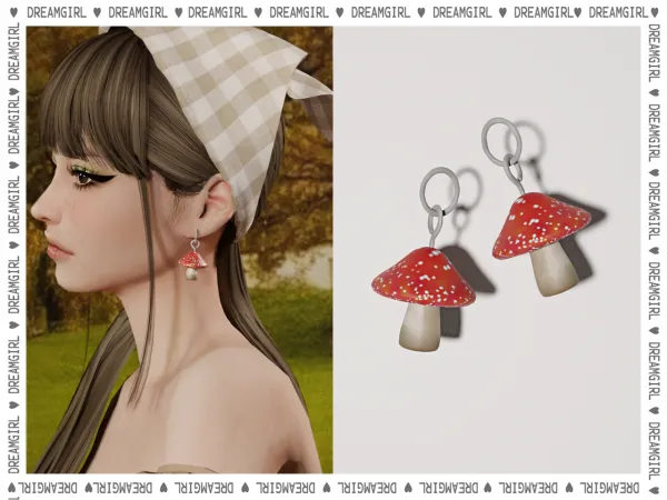 Alpha DREAMGIRL_MUSHROOM EARRINGS - The Sims 4 Custom Content