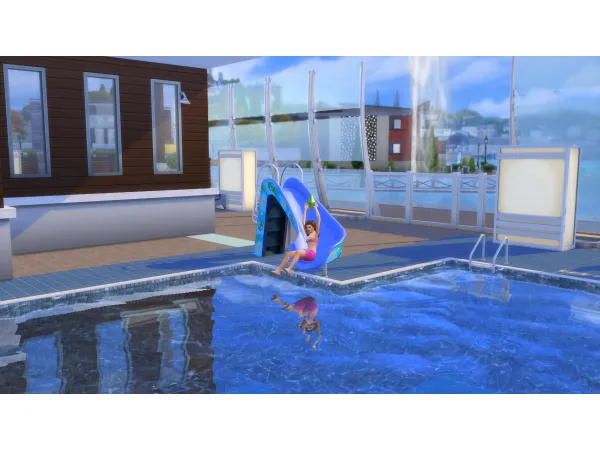 Maxis Match Functional Pool Slide converted from by simsfinds - The Sims 4 Custom Content