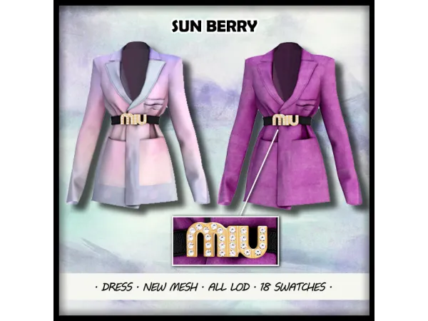 Alpha [sunberry]Miu Miu Belt Jacket 95 sims by SUNBERRY - The Sims 4 Custom Content
