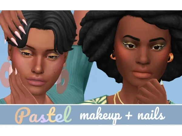 Maxis Match PASTEL collection nails makeup - The Sims 4 Custom Content