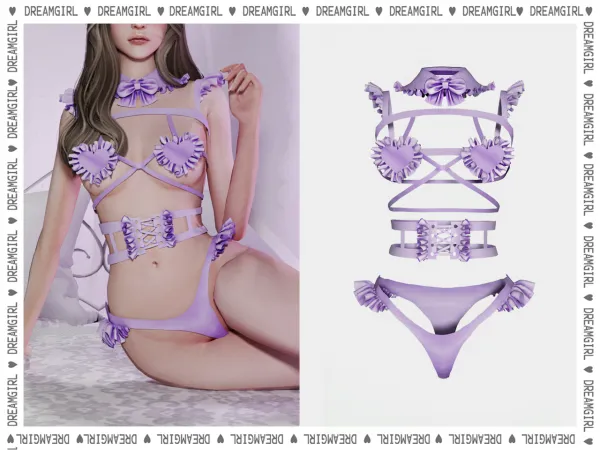 Alpha DREAMGIRL_HEART RUFFLE LINGERIE - The Sims 4 Custom Content