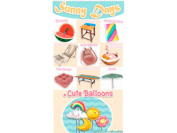 Mix Cute Balloons Sun Moon Rainbow Cloud and Flower by Hydrangea - The Sims 4 Custom Content