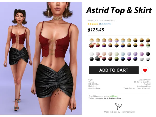 Astrid Top & Skirt for Early Access by Nightingale Sims