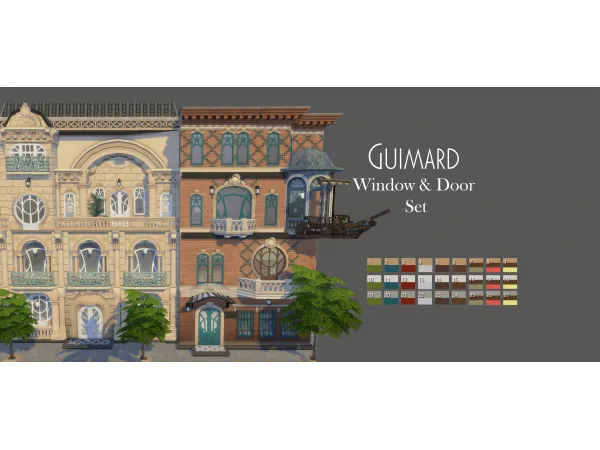 Alpha Guimard Window Door Set by TheMarbleMortal - The Sims 4 Custom Content