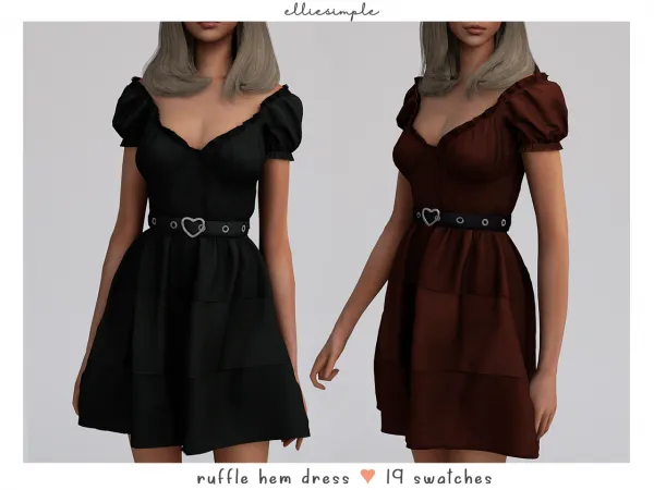 Alpha elliesimple ruffle hem dress - The Sims 4 Custom Content