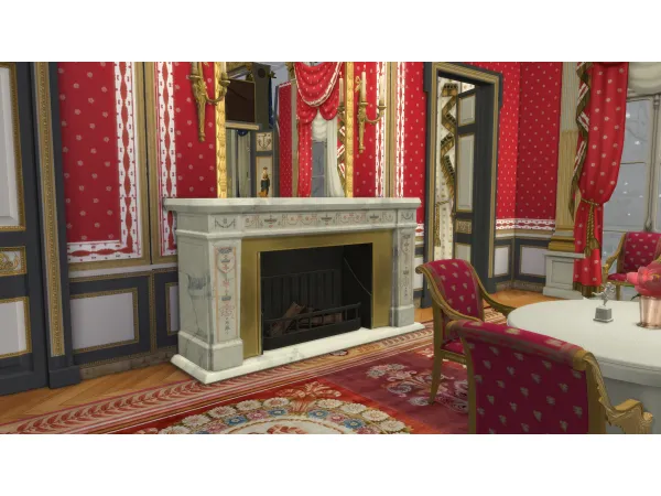 Mix Beauharnais Pack Part IV Beauharnais Fireplace by TheMarbleMortal - The Sims 4 Custom Content