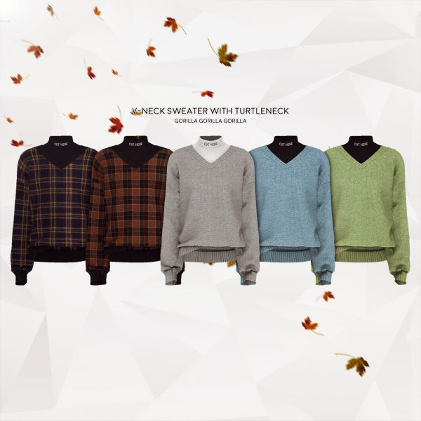 Alpha V Neck Knit with Turtleneck by simsfinds - The Sims 4 Custom Content
