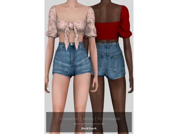 Alpha Becky Tied Crop - The Sims 4 Custom Content