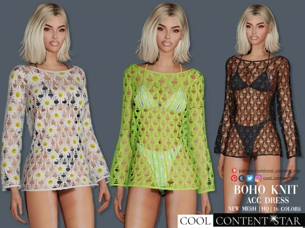 Alpha Sims 4 Boho Knit Dress (Accesory Category) - The Sims 4 Custom Content