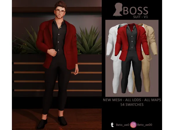 Alpha Boss Suit V1 by Beto - The Sims 4 Custom Content