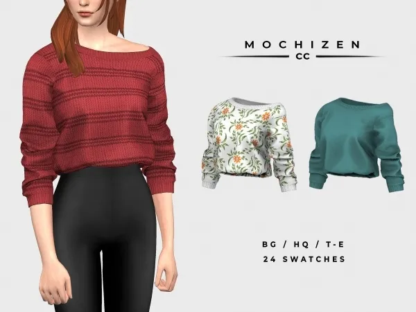 Alpha Mochizen Off Shoulder Top Female by mochizen-cc - The Sims 4 custom content