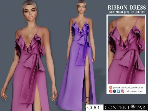 Alpha Ribbon Dress - The Sims 4 Custom Content